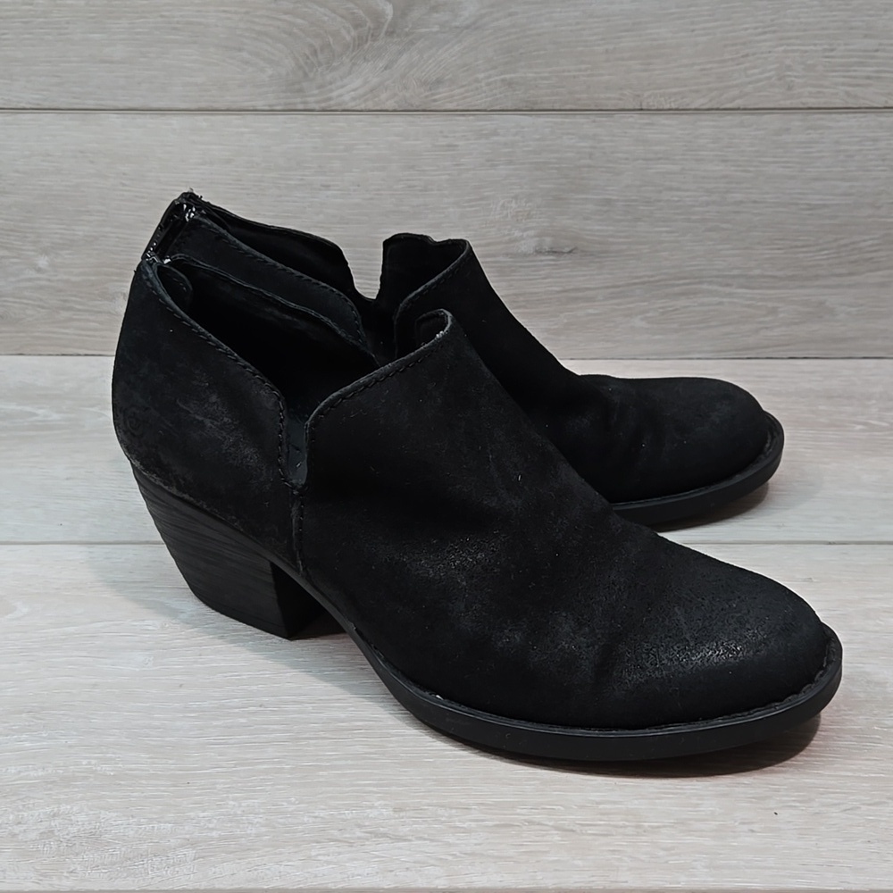 Born Women Cut Out Side Heels Boots Leather Shoes Sz 8.5M